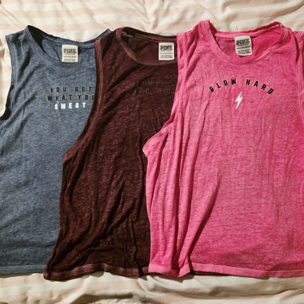 PINK Victoria's Secret Kids Tank Tops - Blue, Brown, Pink